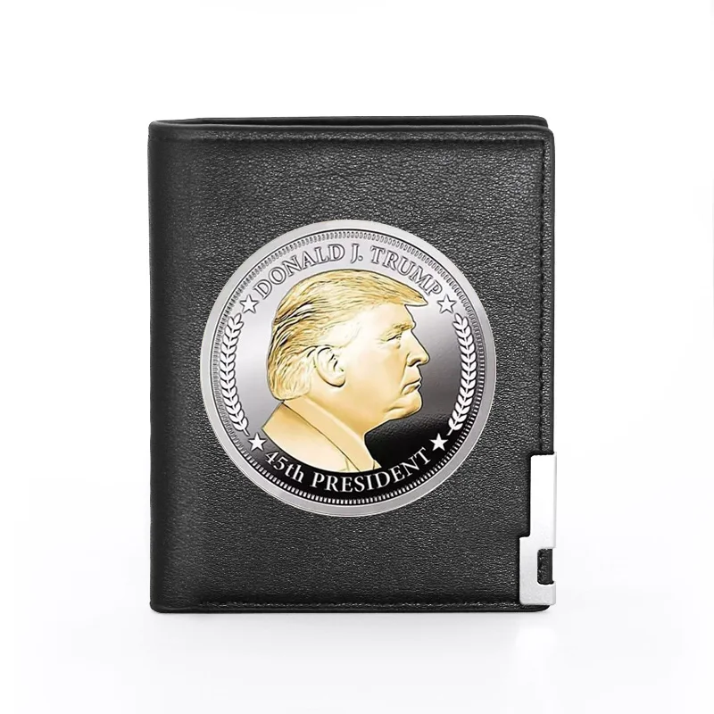 

Fashion 45th President Donald Trump Design Men's Wallet Leather Credit Card Holder Short Slim Coin Money Bags Male Purses
