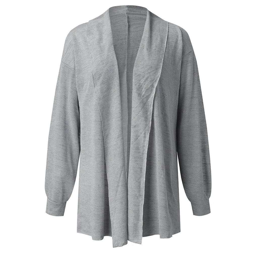 Женская Осенняя модная однотонная длинная куртка кардиган с длинными рукавами