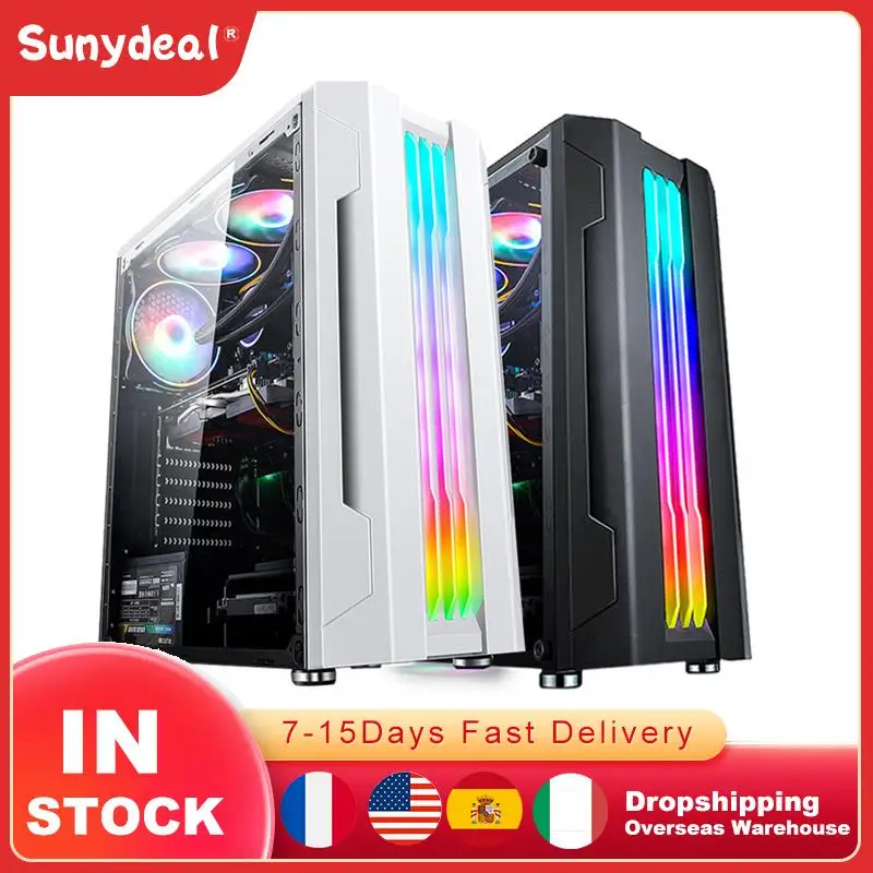 

Чехол Micro ATX Mini ITX для ПК, чехол для компьютера с RGB светильник кой, закаленное стекло, стекло для рабочего стола, с водяным охлаждением, пылеза...