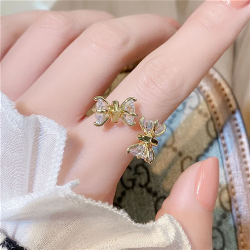 

Fashion All-match Design Sense Twisted Arm Bow Open Ring Women Jewelry Wholesale