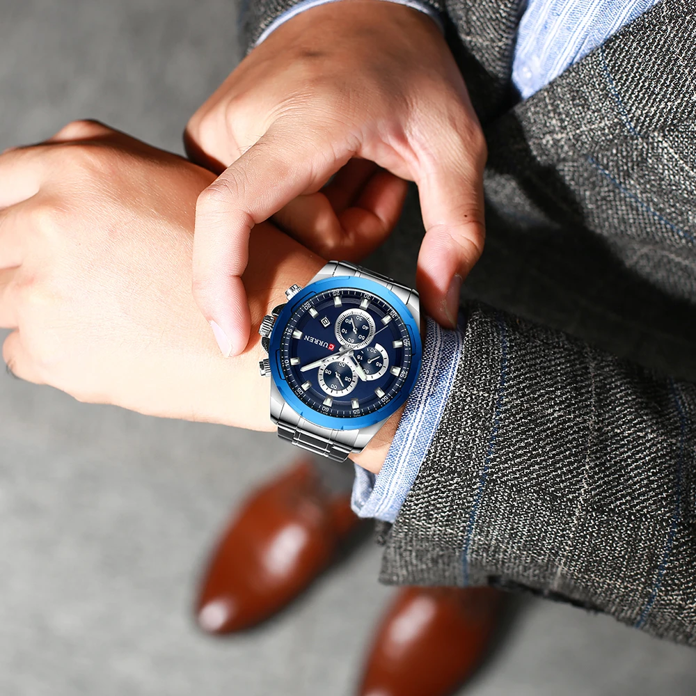 

CURREN Watches Men Top Brand Luxury Sport Wristwatch Auto Date Quartz Male Clock Stainless Steel Band Waterproof Reloj Hombre
