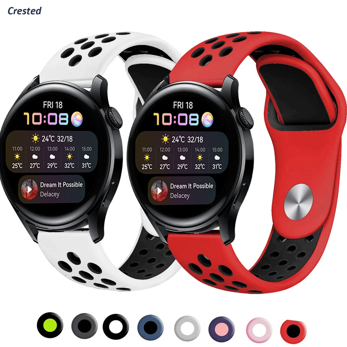 

Silicone band for samsung galaxy watch 4/classic/46mm/42mm/active 2/3 Gear S3 Frontier bracelet 22mm Huawei GT-2-2e-3-Pro strap