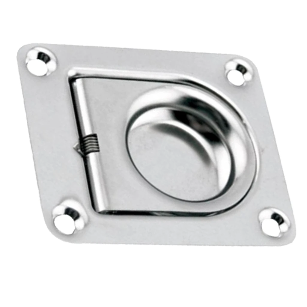 

Marine Rectangular Recessed Spring Loaded Lifting Ring Pull Handle for Boat Hatch, Stainless Steel, 1.7x 1.5 inch (43 x 38mm)