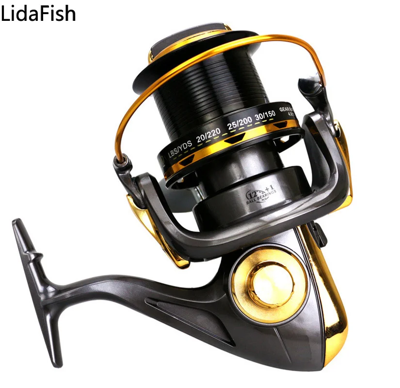 

LidaFish NEW TF Long Casting Spinning Fishing Reel 10000 Series 12+1BB Metal Spool Distant Wheel