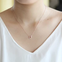 925 sterling silver female sweet necklaces women red stone u shape wedding necklace for women clavicle chain jewelry