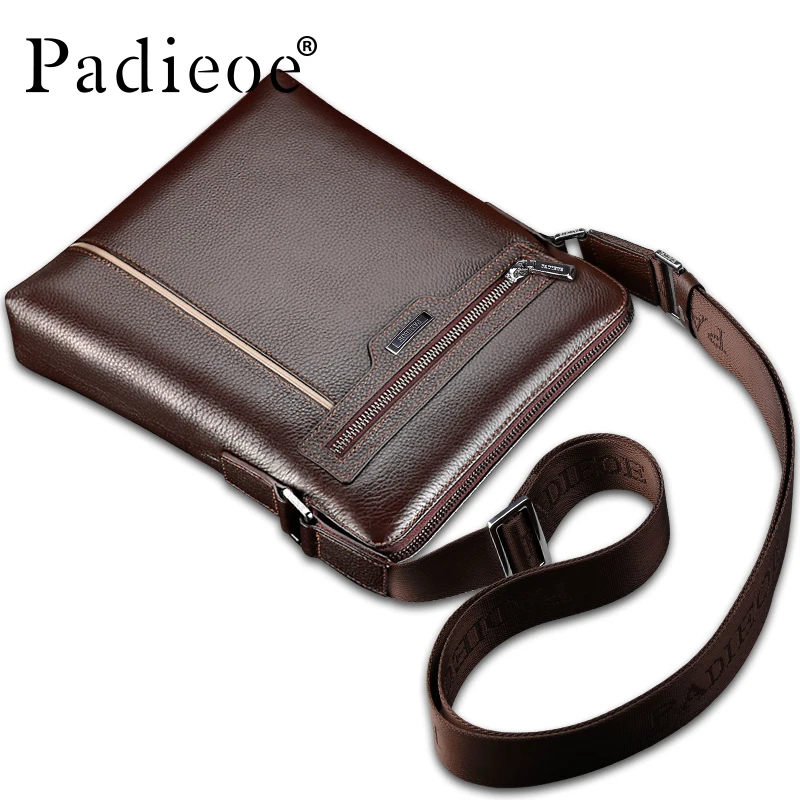 Padieoe модная Роскошная брендовая мужская сумка из натуральной кожи повседневная