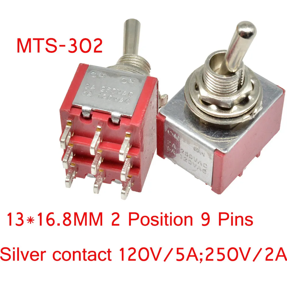 MTS-302 Мини Автомобильный переключатель выключатель с фиксацией MTS-302/303/402/403/123/223 SPDT DPDT MTS302 ВКЛ-ВЫКЛ-на 120VAC 125VAC 5A 250VAC 2A - Цвет: MTS-302