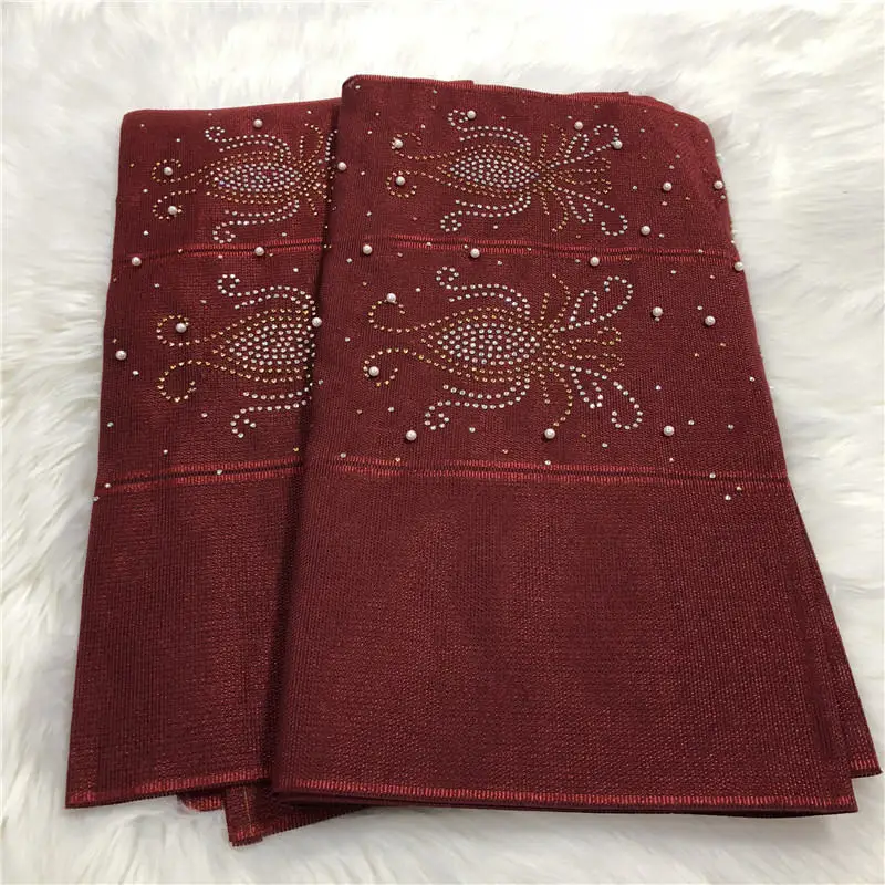 Африканский gele головной убор aso oke головной убор с бисером нигерийские Стразы gele головной убор мода для вечерние 2 шт./лот-AH30 - Цвет: 20