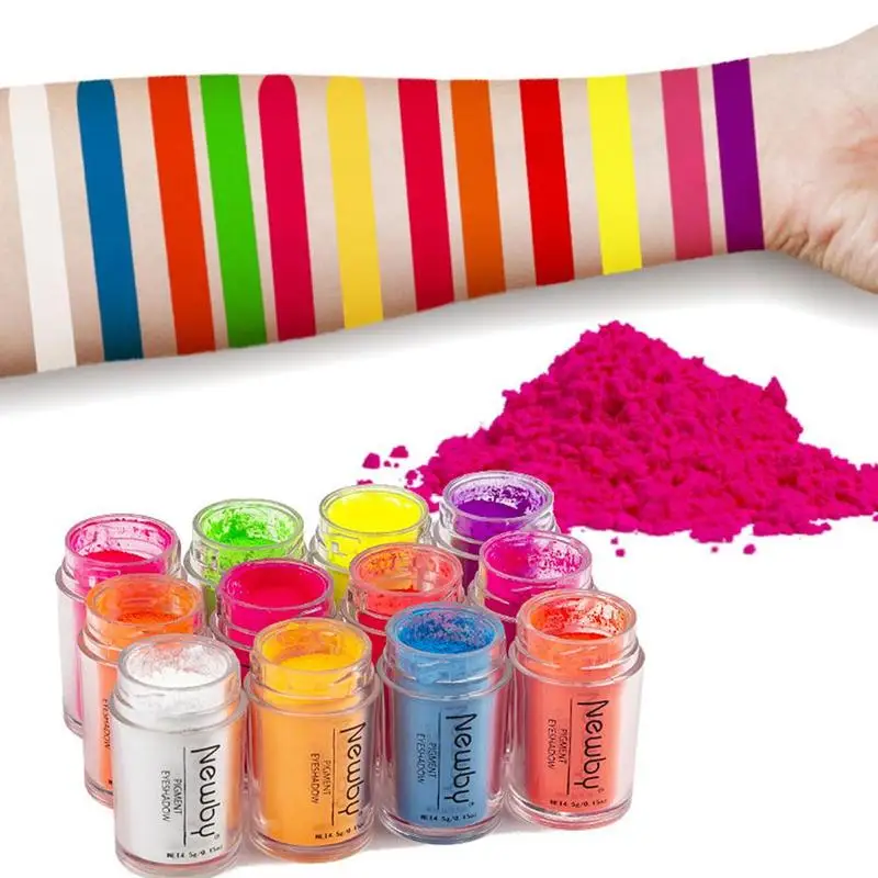 12 Colors Loose Powder Eyeshadow High Pigment Yellow Green Blue Eye Shadow Dust Matte Eyeshadow Powder Palette Waterproof