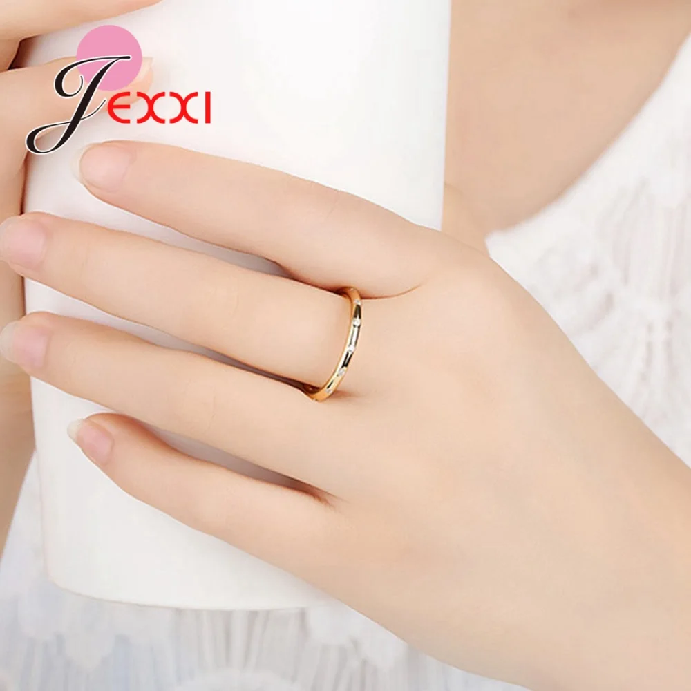 

Simple Cubic Zirconia Thin Rings for Woman Elegant 925 Sterling Silver Fashion Bridal Wedding Party Finger Jewelry Girls