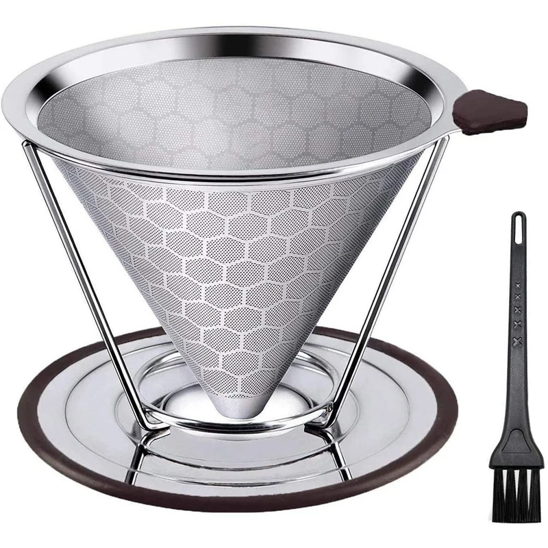 

Pour over Coffee Dripper Coffee Filter,Reusable Pour over Coffee Filter Cone Coffee Dripper with Cup Stand and Brush