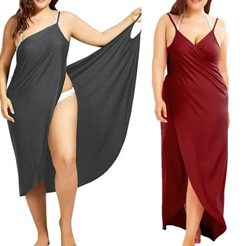 Женское сексуальное летнее пляжное платье средней длины на бретельках женская