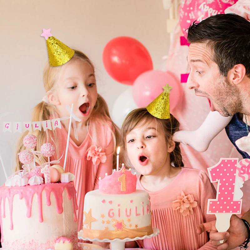 5 шт./лот золотые шляпы на день рождения блестящая корона вечерние для детей со