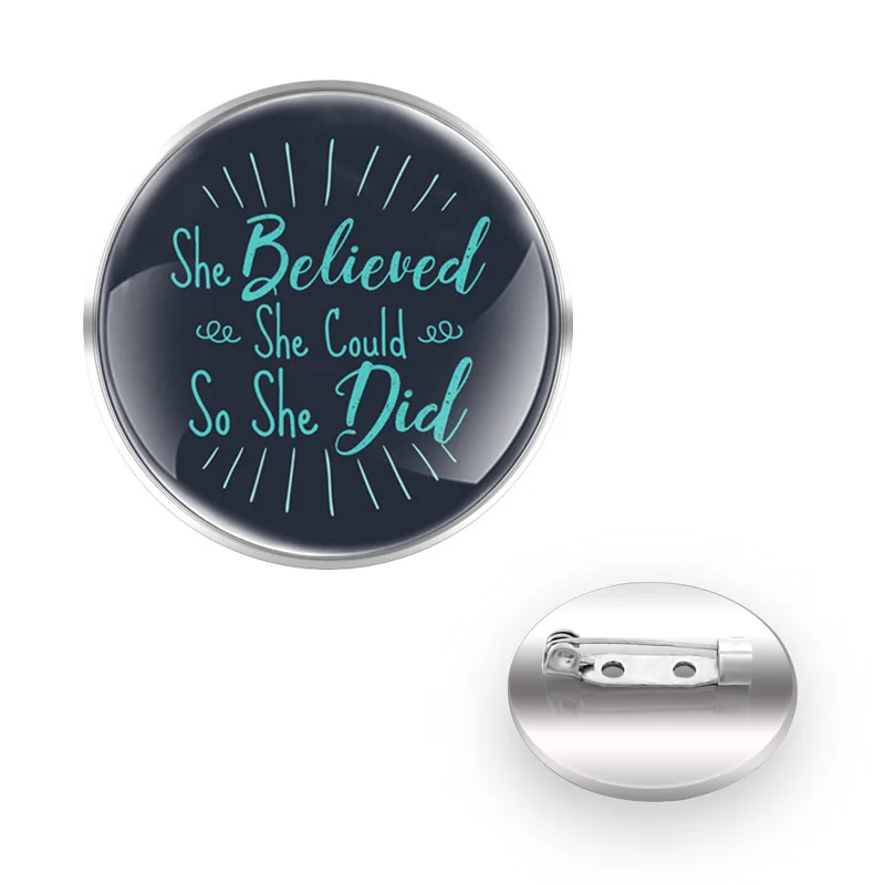 

Bible Verse"She Believed She Could So She Did " Brooch Badge Glass Cabochon Decoration Jewelry Gift
