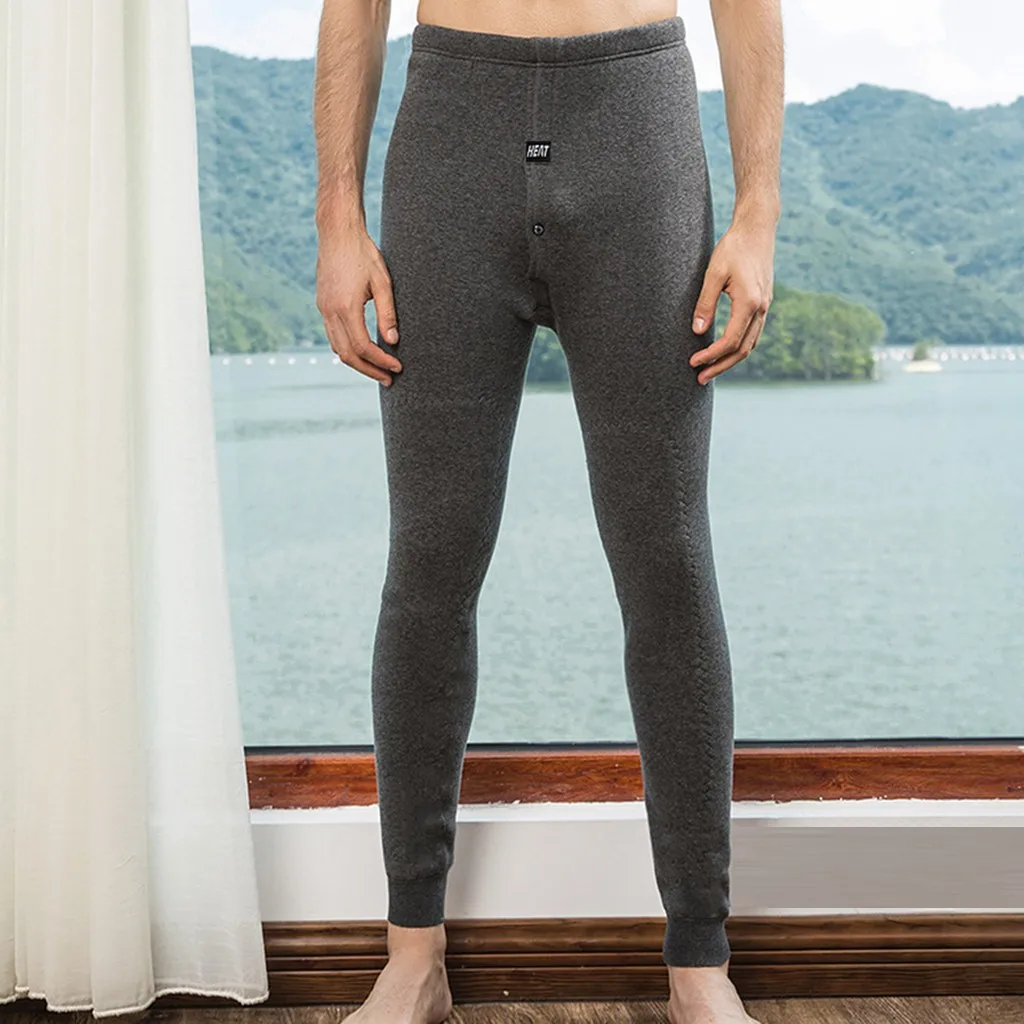 Men's New Wool Knee Warm Pant Plush Winter Thickened Legging Pure Color Thermo Underwear Bottoms For Men Leggings Free Shipping |
