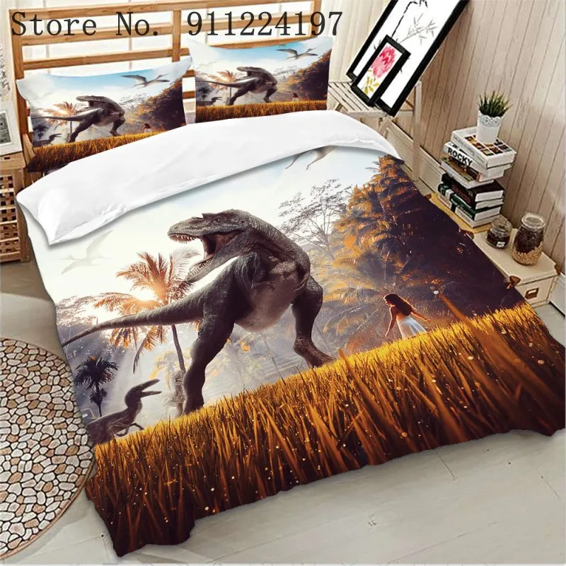 Комплект постельного белья с 3D рисунком динозавров Детский пододеяльником