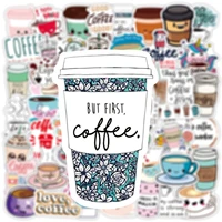 50 pcs cartoon coffee milk tea beverage sticker for car styling bike motorcycle phone laptop travel luggage cool funny jdm decal