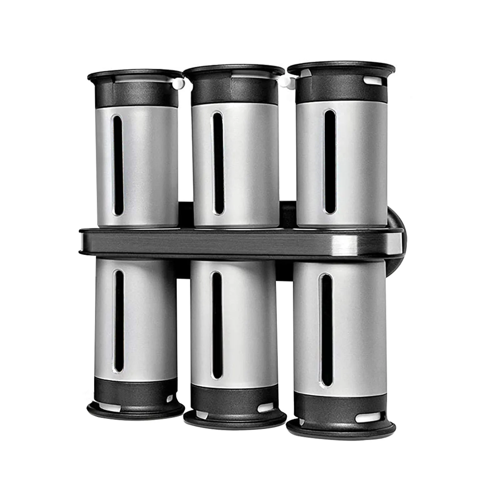 

Настенная Магнитная стойка для специй с 6 канистрами для кухни регулируемая крышка прозрачное смотровое окно Экономия места PS материал