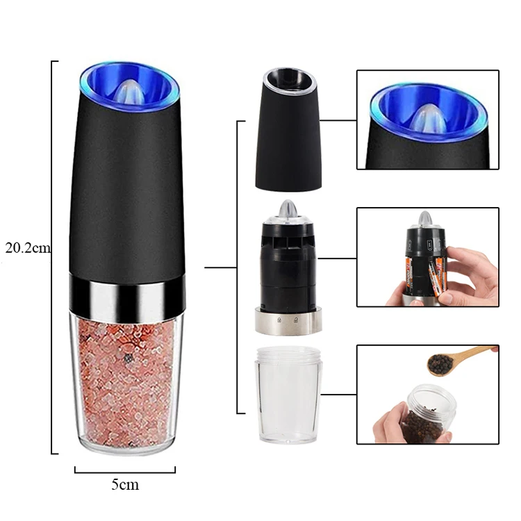 Kitchen Electric Pepper Mill Stainless Steel Grinder Salt Spice Tall Power Gravity Battery and Shakers | Дом и сад
