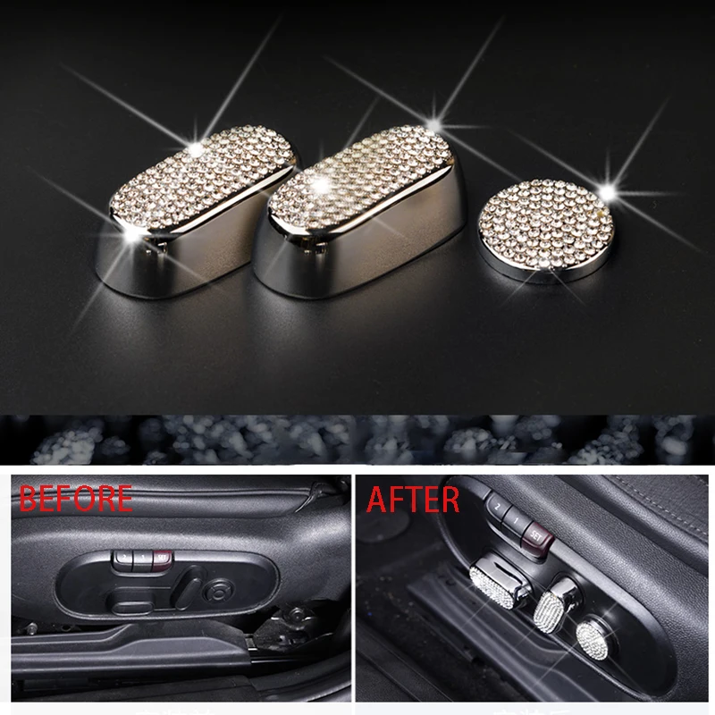 Наклейка на кнопку переключателя переднего сиденья автомобиля 3 шт. кристаллы