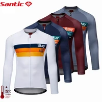 santic men autumn cycling jersey long sleeve riding mtb breathable tops mens cycle jerseys heat absorption quick dry asian size