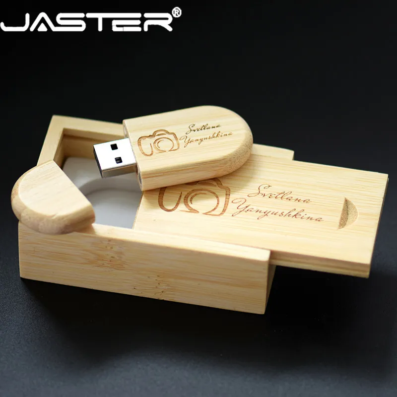 

JASTER Wooden USB 2.0 With Box usb flash drive Laser Engraving pen drive 4GB 8GB 16GB 32GB 64GB pendrive For Photography