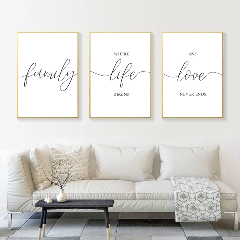 

Family Love Quote Print Black White Poster Family Sign Modern Wall Art Canvas for Living Room Home Decor Painting Pictures