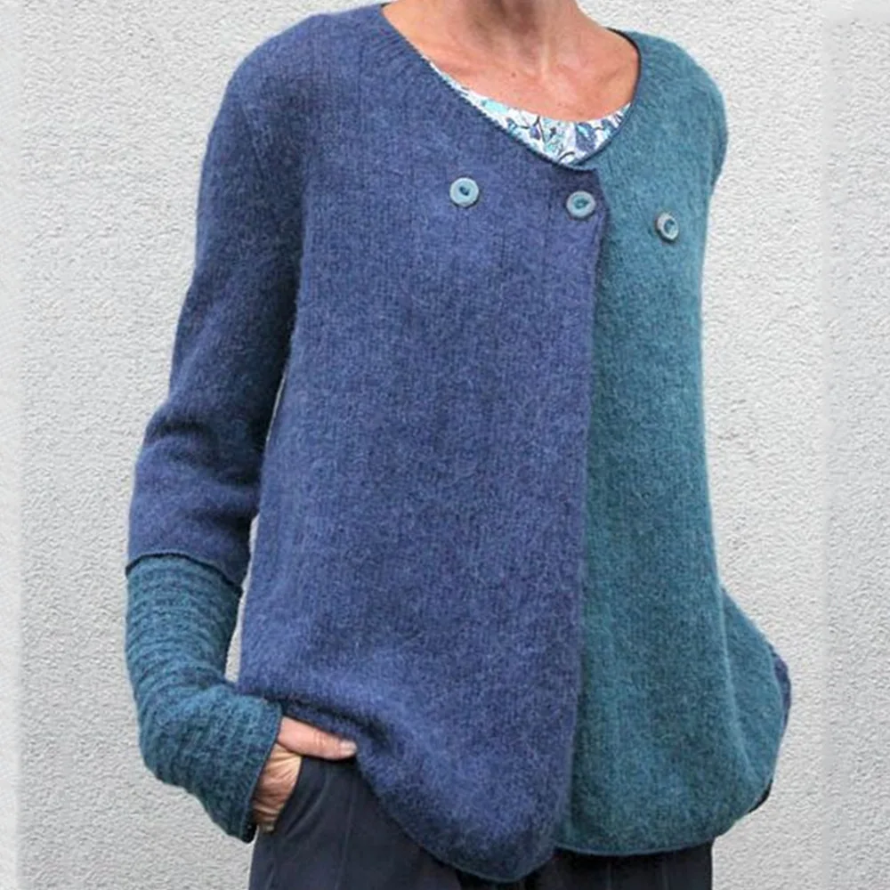 VITIANA Loose Casual Knit Sweater Women Autumn Female Long Sleeve Patchwork Knitted Sweaters Femme Plus Size 5XL Clothes