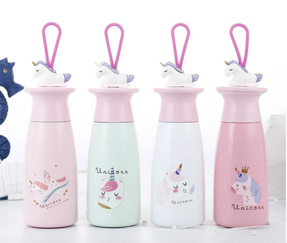 Креативная бутылка для воды с милым единорогом 320 мл из нержавеющей стали 304