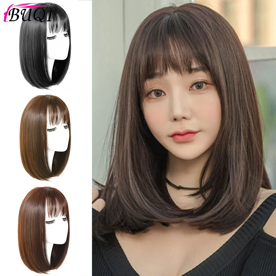 Длинные Синтетические парики BUQI для женщин прямые черные и коричневые в стиле