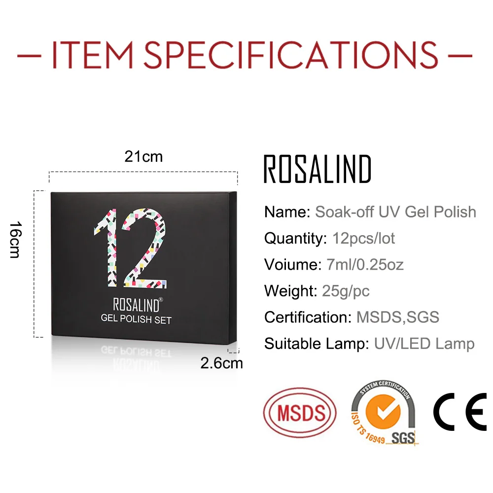 

ROSALIND Manicure Set Gel Nail Polish Hybrid Varnishes 6PCS/12PCS kit Nails Art Soak Off Gel lak Nail Extension fast shipping