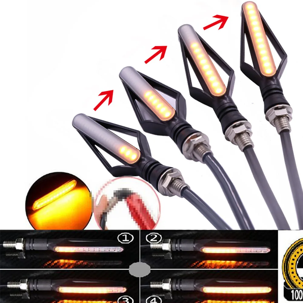 1Pc 24 LED ABS Motorcycle Turn Signal Lights Lamp Motorbike Indicator Fog Light Motor Tail Brake Streamer Flashing DC12V |