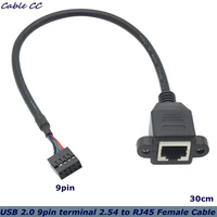 0 3m usb 2 0 9 pin terminal 2 54 to rj45 female ethernet lan network extension cable with panel mounting holes for pc host