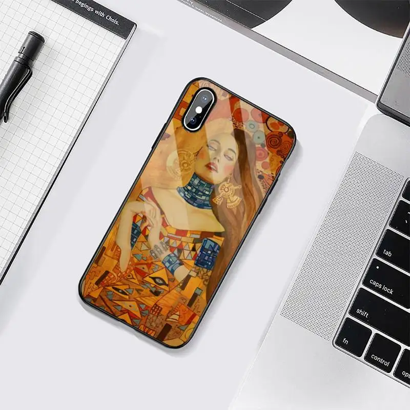 

Gustav Klimt Kiss Phone Case Tempered glass For iphone 6 6S 7 8 plus X XS XR 11 12 mini PRO MAX