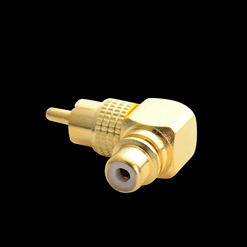 1 шт. позолоченный аудиоадаптер Папа-мама L-тип изогнутый Лотос на 90 градусов RCA