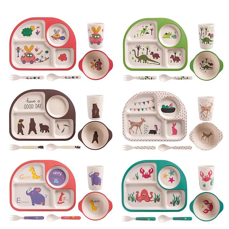 

Creative cartoon cat animal pattern baby feeder set spoon bowl plate cup non-slip tableware baby supplies children's plate