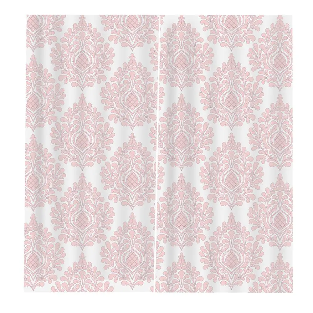

Curtains for Bedroom Half Blackout Curtains for Living Room Pink Printed European Style Window Drapes Customizable any size