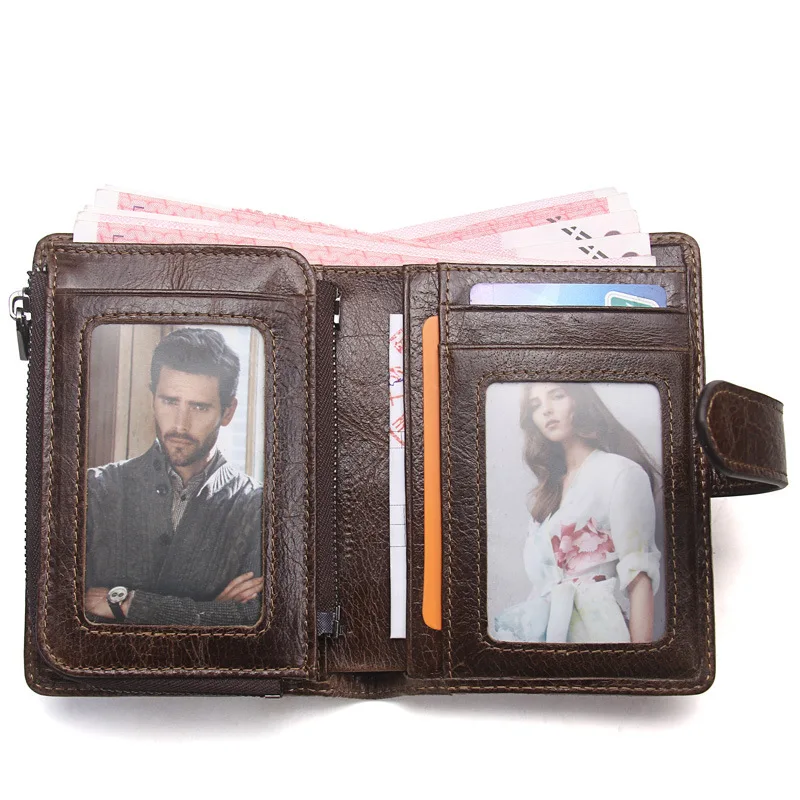 

Men's Wallet Stitching Buckle Leather Leather Casual Zip Coin Purse
