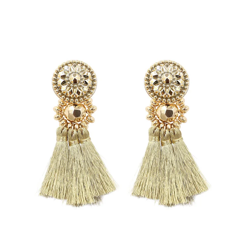 Модные женские маленькие тканевые серьги с кисточками, Boho ювелирные изделия ручной работы, Aretes De Mujer Boucle D'oreille Femme, летние серьги с бахромой - Окраска металла: Big size-gold