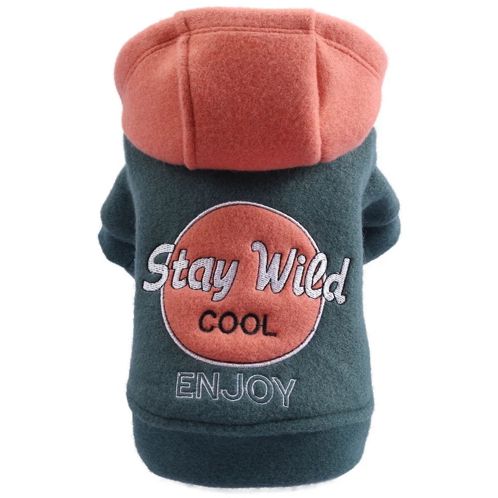 

Pet dogs cats teddy than Xiong Xiaoye woolen cloth embroidered hoodies new winter coat clothes factory direct sale