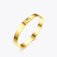 enfashion pyramid simple cuff bracelets bangles for women gold color stainless steel minimalist bangle fashion jewelry b192053