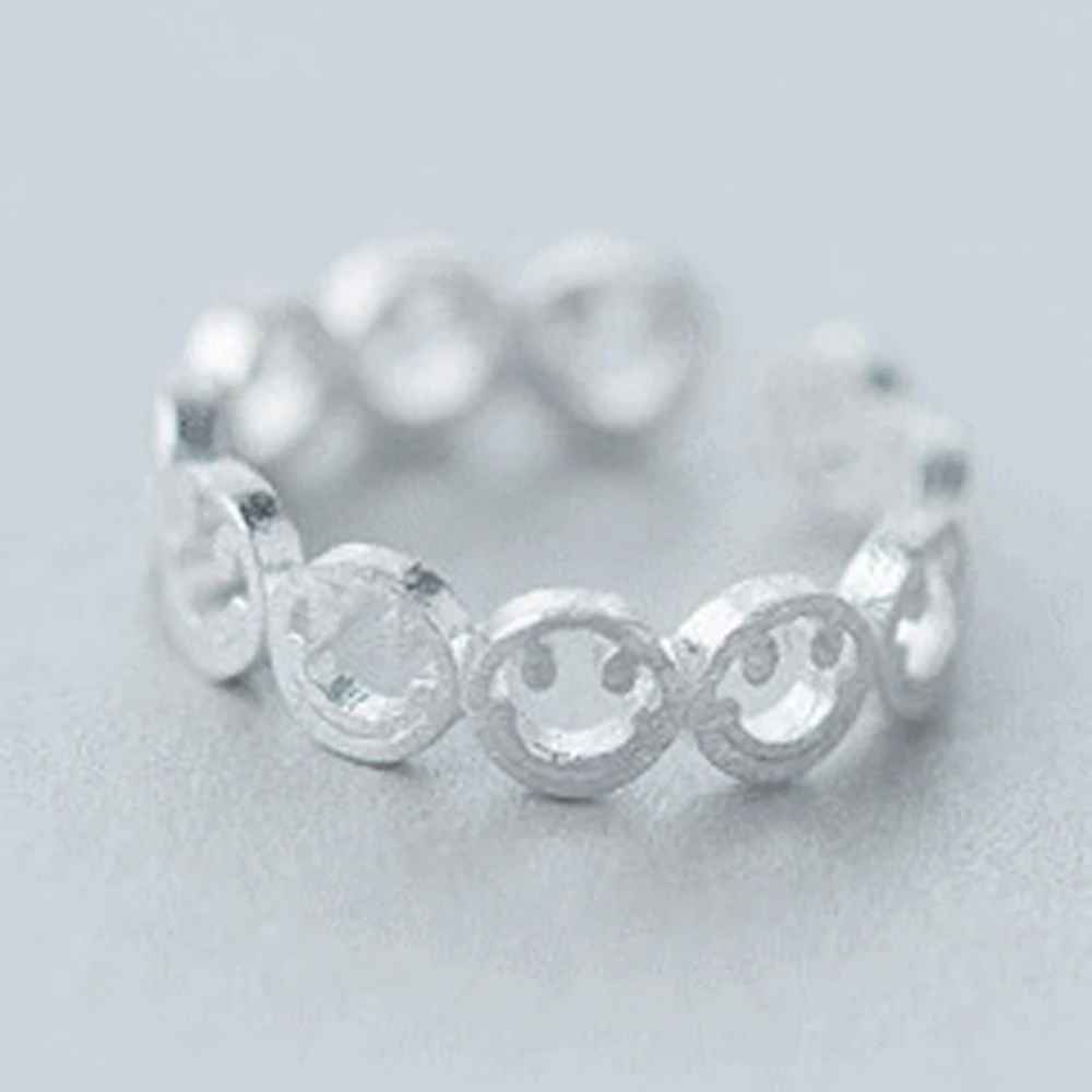 

New Style Of Modern Hollow Smiling Face Open Loop Size Adjustable Female Fashion Exquisite Ring Gift