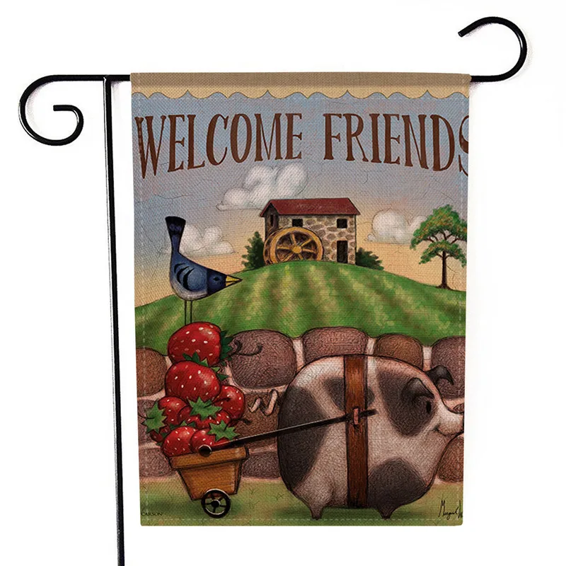 

30x45cm Double Sides Garden Flags Animal Series Flax Banner Party Banner Flags DIY Festival Decoration Accessiories