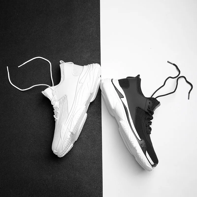 

Men's Top Brand Fashion Shoes Male Adult Sneakers Mesh Breathable Casual Footwear Man Black White Krasovki 2018 New Arrivals