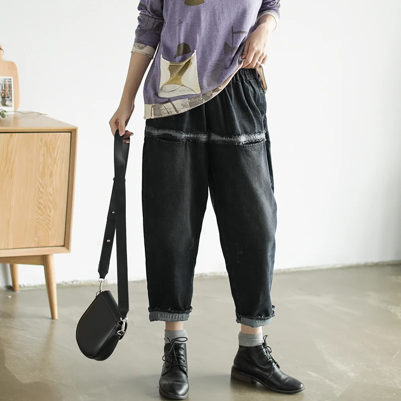 Новинка 2019 повседневные джинсы штаны длиной до щиколотки осенние свободные