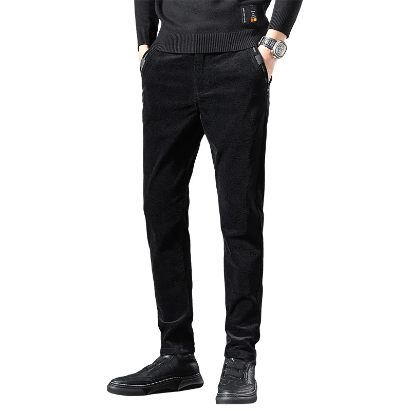 

Smart Casual Pants Men Corduroy Zipper Fly Full Lenght Regular Men Clothing Autumn Winter Thick Business Pencil Pants 2020