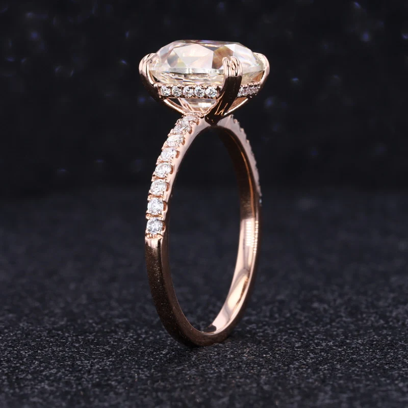Удлиненная форма муассанит розовое золото 10 карат свадебное кольцо вечности с
