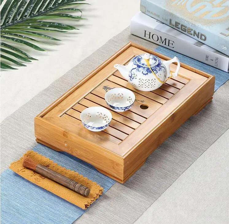 

Лотос и рыба * Бамбуковый чайный столик гунфу, поднос 40*28 см, бамбуковый чайный столик, кунг-фу, чайная доска для чайной церемонии