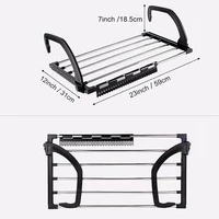 folding towel drying rack stainless steel clothes hanging racks with clips for balcony windowsill nin668