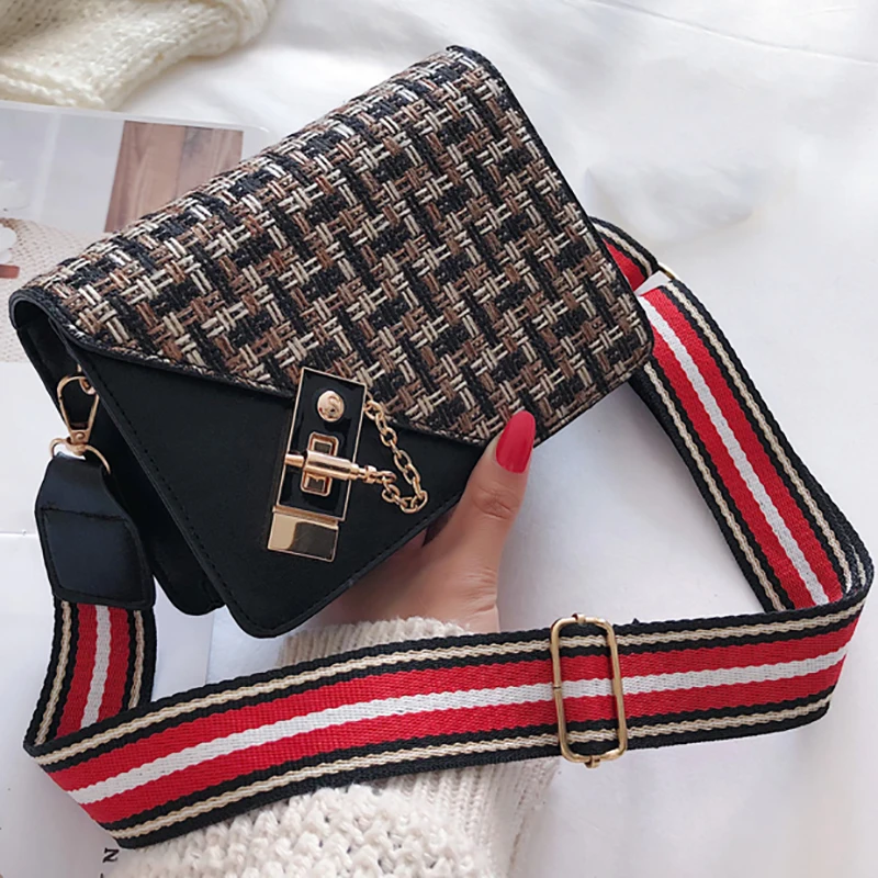 

2021 New Mini Handbags Women Fashion Ultra Fire Retro Wide Shoulder Strap Messenger Bag Female Simple Style Crossbody Purse Flap